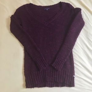 Maroon V-Neck AE Sweater
